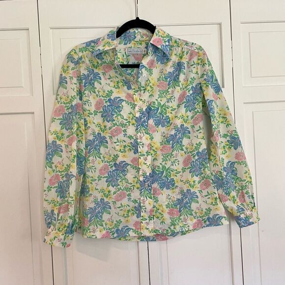 SALE David brooks bright floral button down size 10 - Picture 1 of 8